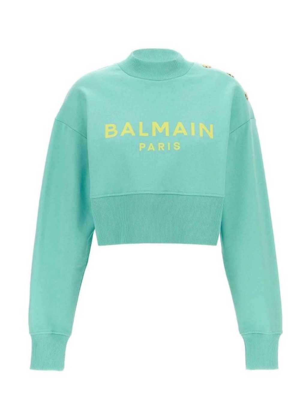 Authentic Balmain Paris Cropped Mint Logo Sweatshirt